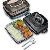 Lunchbox | Bento Box met telefoonhouder & ingebouwde bestekset | magnetronbestendig | vaatwasmachinebestendig | lekvrij 1400 ml | broodtrommel voor volwassenen en jongeren | broodtrommel met