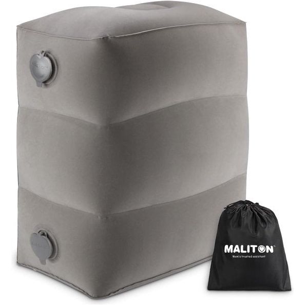 Voetsteun vliegtuig, opblaasbaar voetsteunkussen voor reisauto & thuis & kantoor, in hoogte verstelbaar Flyaway kinderbed, voor slapen op lange vluchten voor kinderen (grijs, 1 stuk)