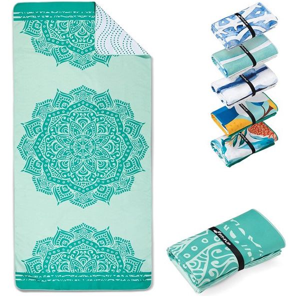 Strandhanddoek XXL – microvezel badhanddoek groot, microvezel handdoeken licht en sneldrogend, 100% gerecyclede microvezel handdoek - mandala 200 x 90 cm
