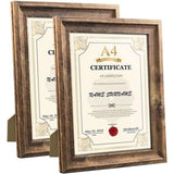 Rustieke fotolijst A4 (21 x 29,7 cm) set van 2, wand- en tafelfotolijst, bruin