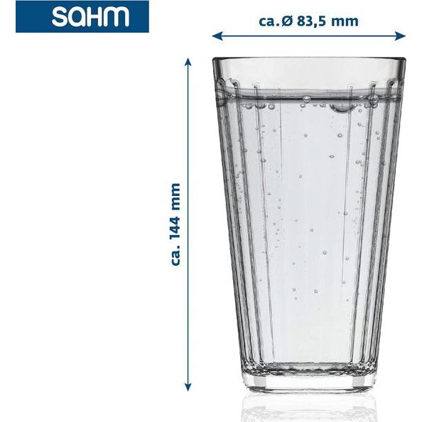 Set waterglazen, vaatwasmachinebestendig, 6 stuks, set van 410 ml, ook ideaal als ginglazen, longdrink glazuur of sapglazen