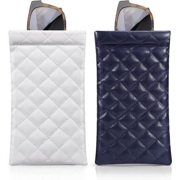 Brillenkoker, 2-delige zonnebrillenkoker met kliksluiting voor dames heren meisjes, draagbare brilorganisator voor brillen leesbril zwembril blauwe lichtbril - wit + blauw