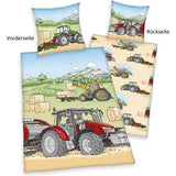 Collection Beddengoedset, tractor-omkeerbaar motief, kussensloop 80 x 80 cm, dekbedovertrek 135 x 200 cm met knoopsluiting, katoen/flanel