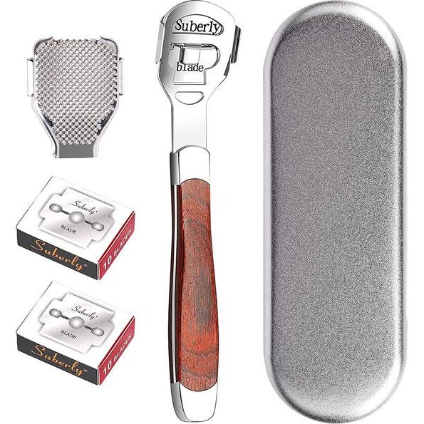 Pedicure eeltscheermesset, eeltverwijderaar, professionele voetschraper met voetvijlkop + 20 vervangende mesjes voor voetverzorging