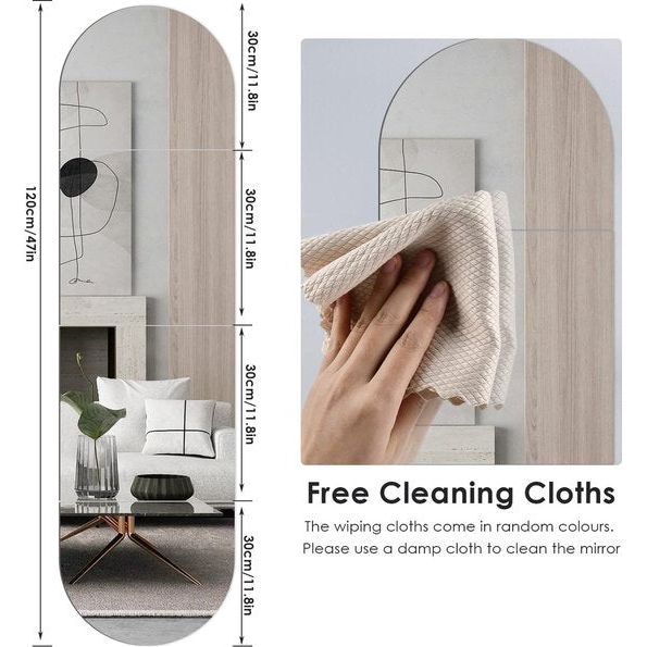 Set van 4 acrylspiegeltegels, zelfklevend, spiegelwand 30 x 30 cm, spiegel zelfklevend, spiegelwand over de volledige lengte, spiegel om op kast te plakken, zelfklevende spiegel, tegelspiegel, zelfklevend