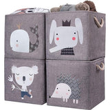 Opbergdoos voor kinderen, set van 4, 28 x 28 x 28 cm, opvouwbare opbergmand voor kinderplank. Ideaal voor Kallax-gebruik, speelgoedkist, speelgoed, boeken, kinderkamer. Grijze olifant