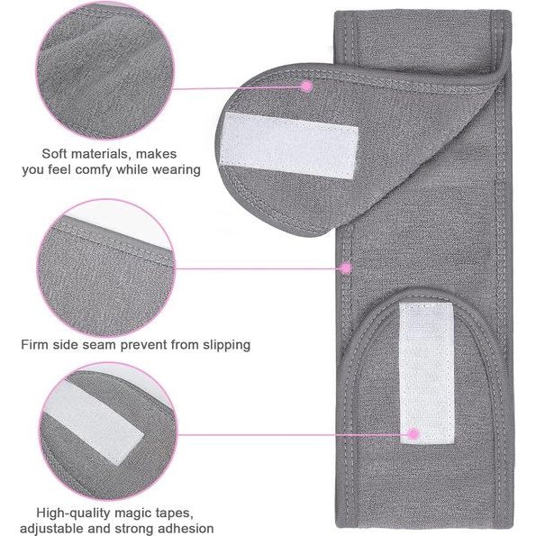 4 stuks cosmetische haarbanden, spa hoofdband, badstof haarbanden voor make-up, sport, yoga, verstelbare haarbeschermingsband met klittenbandsluiting (zwart + grijs)