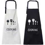 Set van 2 schorten, keukenschort, BBQ-schort, verstelbaar kookschort, waterdicht schort, heren en dames, keuken, restaurant, café, zwart / wit