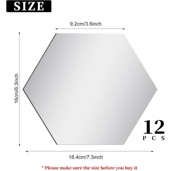 12 stuks spiegeltegels, zelfklevende spiegelmuurstickers, verwijderbare kunststof tegels decoratie, geschikt voor woonkamer, badkamer, slaapkamer, muur doe-het-zelf decor.