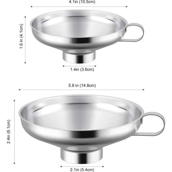 Canning Funnel, Brede Mouth Mason Jar Canning Funnel met handvat voor Brede en Regular Jar, RVS keukentrechter Set [Grote hals 14.8cm & Kleine hals 10.5cm]