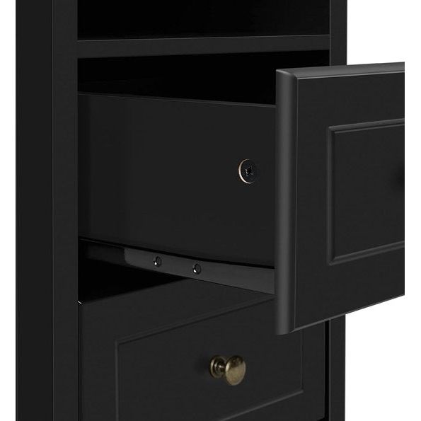 Nachtkastje nachtkastje met 2 laden en 1 open legplank, eenvoudige bijzettafel, boxspringbed, nachtkastje voor slaapkamer en woonkamer, zwart