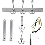 Roestvrijstalen deurhaak, deurkapstok met 15 haken, deurkapstokhaak zonder boren, deurkapstokhaak voor keuken, badkamer, hal en slaapkamer (zilver, deursponningdikte tot 2 cm)