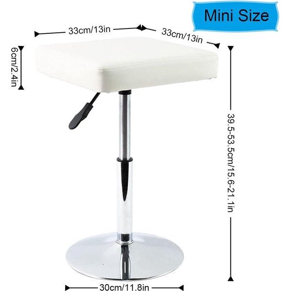 Kruk Mini Kruk Kunstleer Werkkruk voor Kapsalon Medische Taak Draaistoel met Rugleuning Klein (Wit)