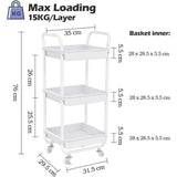 Opbergwagen, 3-laags keukenwagen, organisatorwagen met wielen, gereedschapswagen, trolley, plank, opbergrek, fruit- en groenterek, organisatorwagen