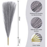 Kunstpampasgras, 7 steel, 45 cm, pluizig kunstpampasgras, boho, 5 stuks, kunstbloemen, decoratief bloemarrangement, vaasvullingen voor thuis, woonkamer, bruiloft (grijs)