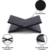 boekenstandaard | Acaciahouten kruisstandaard, displaystandaard, boekenhouder, leesboekenhouder, tijdschriftenstandaard, kookboekenhouder, muziekstandaard, stabiele open boekendisplay (zwart)