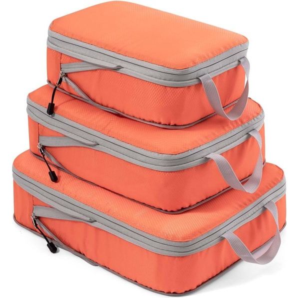 Compressiekoffer Organizer Packing Cubes Bagage Opslag Tassen Kledingtassen Verpakkingskubussen Packing Tassen (Oranje 3 stuks)