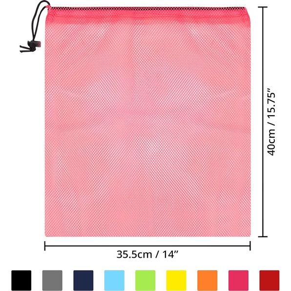 Veelkleurig wasnet voor wasmachine met trekkoord (10 stuks) - 35,5 x 40 cm - Nettas met trekkoord - Opbergzandspeelgoed, wasgoed, sokken, reizen, sportartikelen en meer