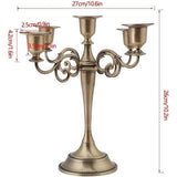 Kandelaar, 5-armige metalen kandelaar, meerarmige kandelaar, staafkaarsen, stompkaarsen voor Kerstmis en oogstfeest (brons)