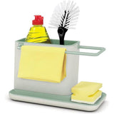 Keuken gootsteen caddy organizer met sponshouder en spoeldoekhouder, keukenaccessoires, salie/groen, medium
