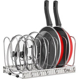 pannenhouder voor lade, uitbreidbare potdekselhouder met 7 verstelbare verdelers, potdeksel opbergpan organizer dekselhouder voor keuken, zilver