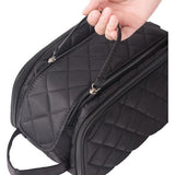 Cosmetische tas met grote capaciteit voor dames, 3 lagen met borstelcompartiment, reismake-uptas, grote make-uptas voor dames en meisjes, zwart