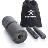 CARE with CORE Fascia-set bestaande uit fasciarol CARE 35 x 14 cm, middelhard met groef rondom, twee kleine rollen met glad en genopt oppervlak, 20 x 4,5 cm, zwart met e-book