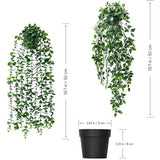 2 stuks kunstmatige hangplanten met potten, 50 cm lange kunstmatige klimopranken, eucalyptusbladeren, mandala, groene potplanten voor thuis, binnen en buiten, decoratie