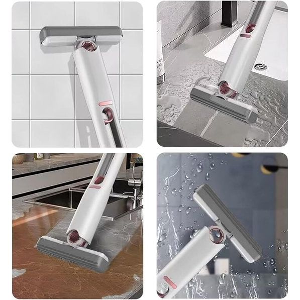 Desktop Reiniging Mini Mop met 3 reservekoppen Draagbare Squeeze Mop Handwasbare Desktop Reiniging Draagbare Opvouwbare Squeeze Mop Spons Mop voor ramen, vloer, muur, auto