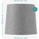Navaris 2x lampenkap voor tafellamp - E14 fitting - 15,2 cm hoog - Set van 2 ronde lampenkappen - Grijs/zilverkleurig