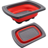 Zeef inklapbaar, inhoud 3,8 l, siliconen mand, 265 mm, zeef, inklapbaar met uittrekbare handgrepen, geschikt voor de meeste maten, ruimtebesparend, snel legen voor keukenwerkzaamheden, rood