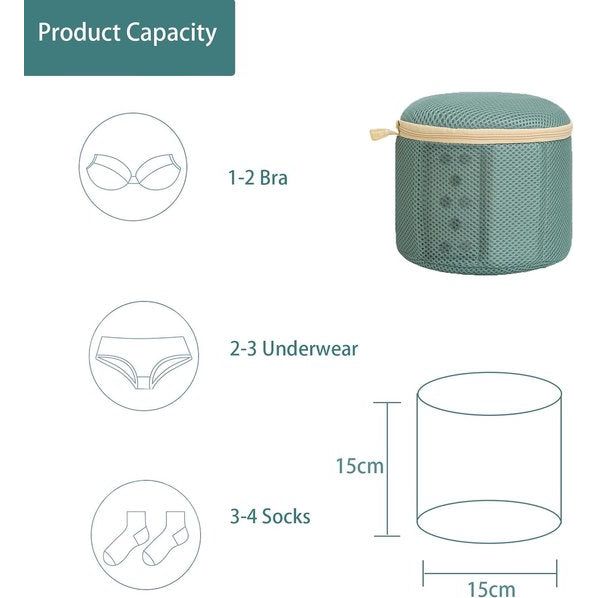 Set van 2 bh-waszakken voor wasmachine, wasnet, waszak, bh-bescherming met ritssluiting en koord BH-net Ideaal voor ondergoed, kleine kleding, enz.