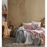 XXL Tulum | 100% katoen | Oeko-Tex® | bedsprei, woondeken, omkeerbare deken, sofadeken met patroon | extra groot 200 x 230 cm (200 x 230 cm, natuurlijk katoen)