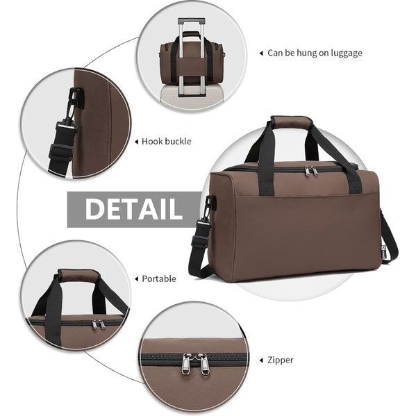 Weekender reisbagage 40 x 20 x 25 grote maximale handbagage voor dames en heren, bruin
