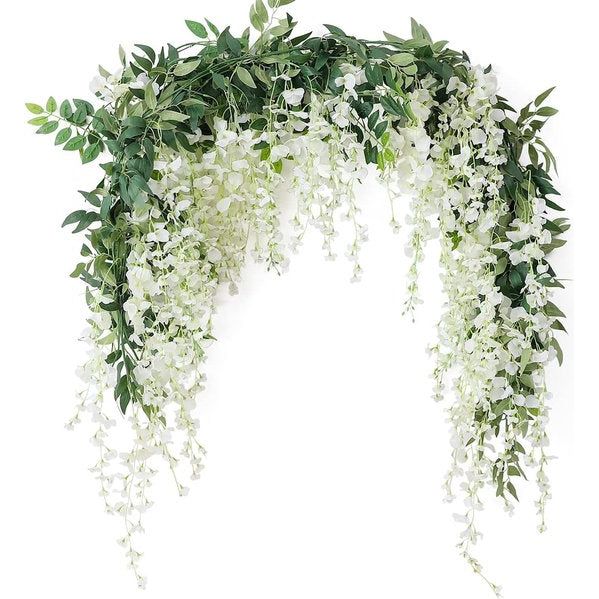 Kunstmatige Blauweregen Garland Kunstmatige Blauweregen Garland voor Bruiloft Muur Ballroom Decoratie Outdoor (Wit)