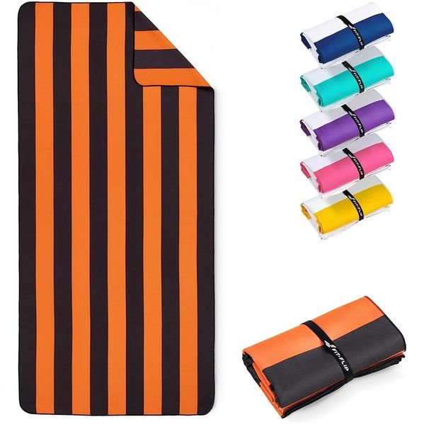 Strandhanddoek XXL - microvezel badhanddoek groot, microvezel handdoeken licht en sneldrogend, 100% gerecyclede microvezel handdoek - wijnrood-donkergrijs gestreept 160 x 90 cm