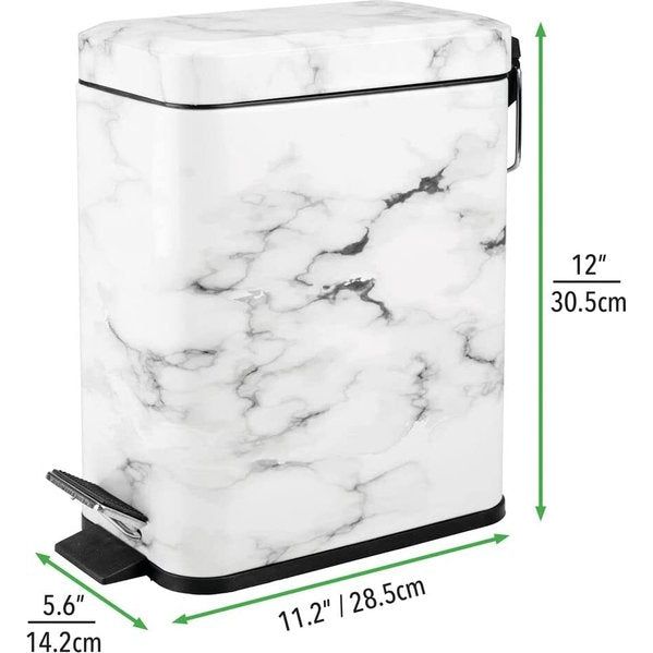mDesign - Pedaalemmer - afvalbak/prullenbak - voor badkamer, keuken en kantoor - met pedaal, deksel en plastic binnenemmer/rechthoekig/metaal/5 liter mDesign - Pedaalemmer - afvalbak/prullenbak - voor badkamer, keuken en kantoor - met pedaal, deksel en plastic binnenemmer/rechthoekig/metaal/5 liter
