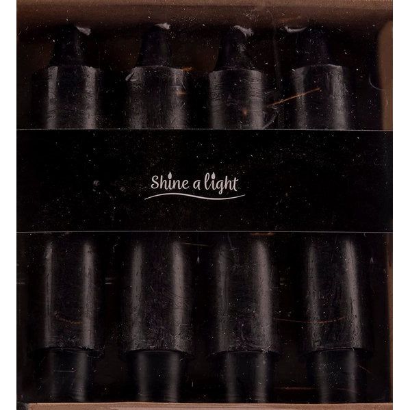 3 x kaarsenstandaard, staafkaarsen van hout met 4 x Zwarte staafkaarsen - decoratie vintage - kaarsenstandaard hout met Zwarte kaarsen/decoratie woonkamer - mooi cadeau mama