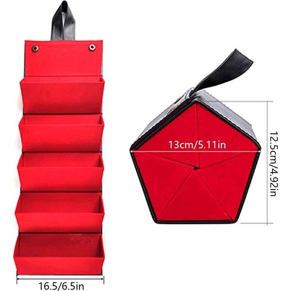 organizer met 5 sleuven, opvouwbare opbergdoos, meerdere houders, reizen, brillenkoker voor dames en heren, hdgnyjh-28, 16,5 x 12,5 x 13 cm, zwart, zwart