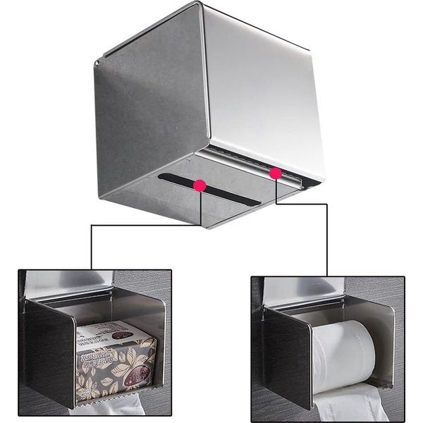 Toiletpapierhouder, roestvrij staal, 304, wc-houder, rolhouder, zonder boren, zelfklevend, wc-papierhouder, wandmontage, zilver, voor badkamer en keuken