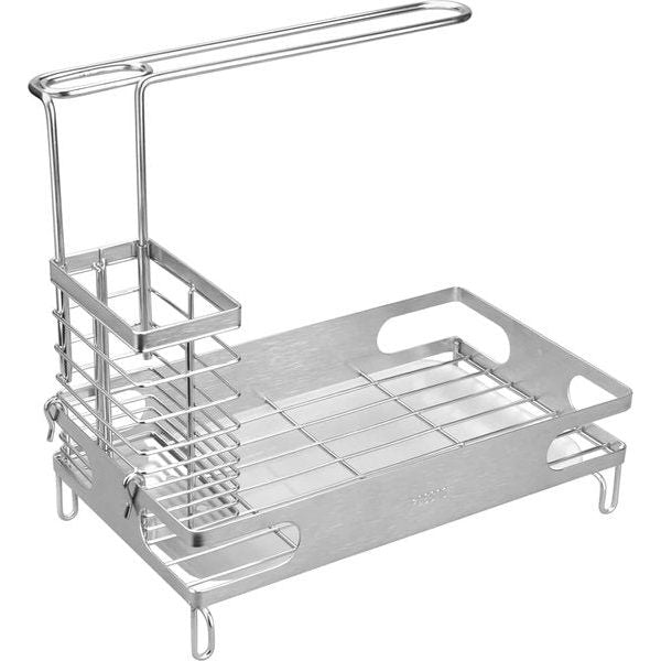 Spoelbak organizer, 304 roestvrij staal, sponshouder, keuken, lappenhouder, spoelbak, organizer, caddy met opvangbak voor opberghulp, keuken