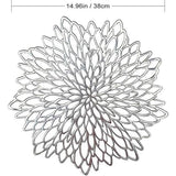 4 stuks uitgeholde ronde placemats, zilveren ronde placemats, uitgeholde ronde placemats, geperst, voor het isoleren van platte borden, tafeldecoratie (zilver)