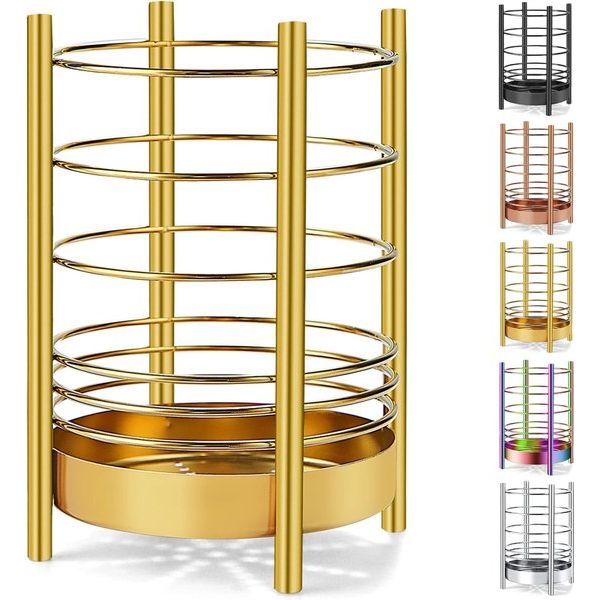 Keukengereihouder voor aanrecht, roestvrijstalen gebruiksvoorwerpen, gouden titanium coating gebruiksvoorwerpopslagcaddy organisator, kookgereihouder, eenvoudige reiniging (goud / 7,4 x 5,2 inch)