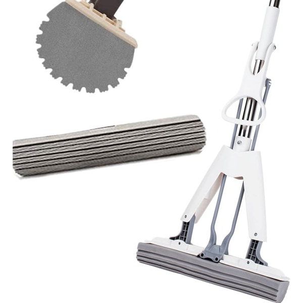 Dweilmop van PVA, absorberend, professioneel, opvouwbaar, absorberend, met PVA-spons en telescoopsteel, 34 cm wisbreedte, telescoopsteel tot 135 cm lengte
