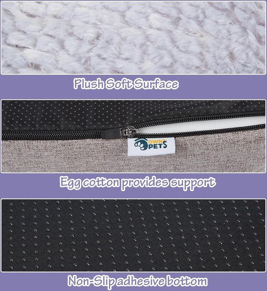 Hondenbed, bankbed, middelgroot, ondersteunend schuimbed voor huisdieren, met afneembare, wasbare overtrek, waterdichte binnenvoering en antislip onderkant, 91 x 60 cm, grijs
