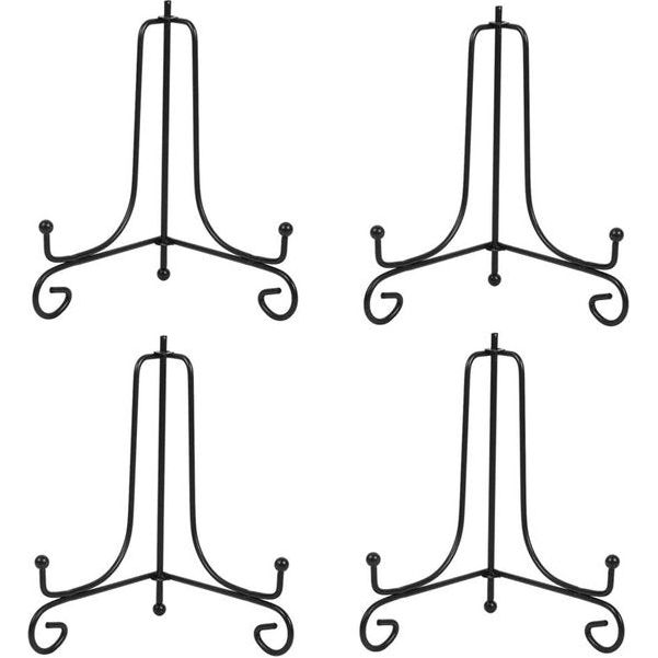 Set van 4 zwarte metalen plaatstandaard plaathouder ijzeren schildersezel displaystandaard voor komplaat kunst fotolijst 6 inch