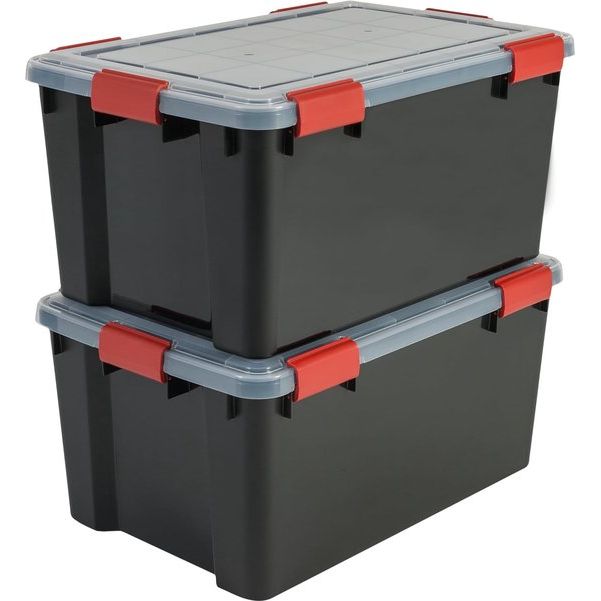 Boxen All-Weather Box, set van 2, AT-L, voor uitdagende opslagomstandigheden, kunststof, zwart, 50 l, 59 x 39 x 29 cm