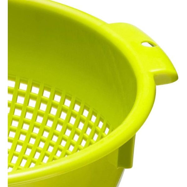 Zeef/zeef, met handgrepen en opzetknoppen, kunststof, groen