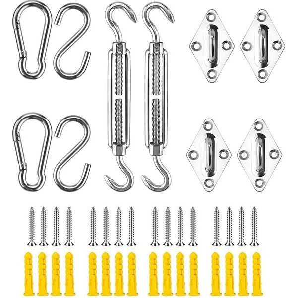Zonnezeil, bevestiging, zonnezeil, accessoires, roestvrij staal, M6, high-performance luifels, bevestigingsset voor tuin, driehoek en vierkant, 304 roestvrij staal