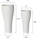 Bloemenvaasset, wit honingraatdesign, bloemenvaas, set van 2, woonkamerdecoratie, vaas met dikke bodem, handgemaakte vaas van hars, kantoor en bruiloft, vaas voor pampasgras, 30 en 20 cm hoog